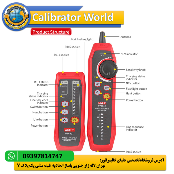 ردیاب کابل UNI-T UT683Kit با نمایشگر LCD رنگی و دقت تشخیص ±5 سانتی‌متر، در حال اسکن کابل‌های الکتریکی
